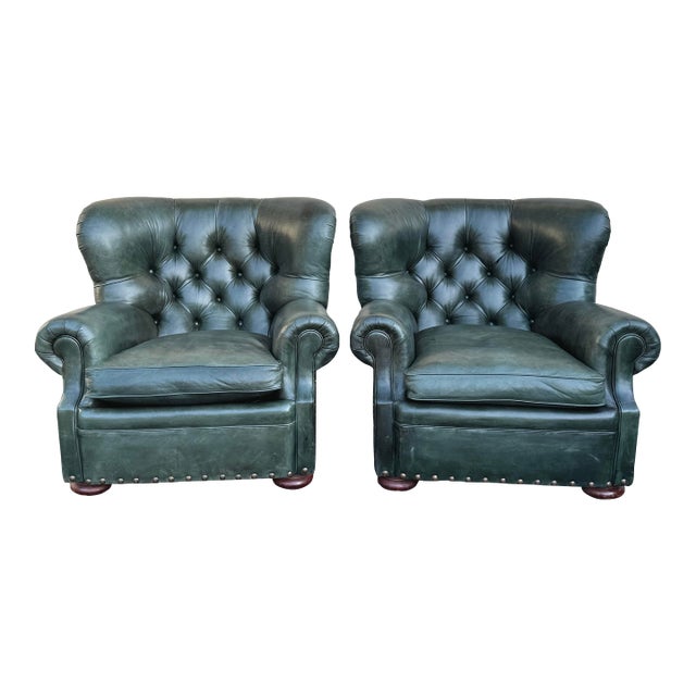 Ralph Lauren Leather Writer’s Chairs- Set of 2 For Sale