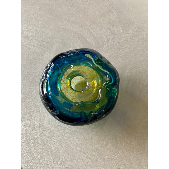 Mdina Blue and Green Glass Ashtray, 1950s For Sale - Image 4 of 11