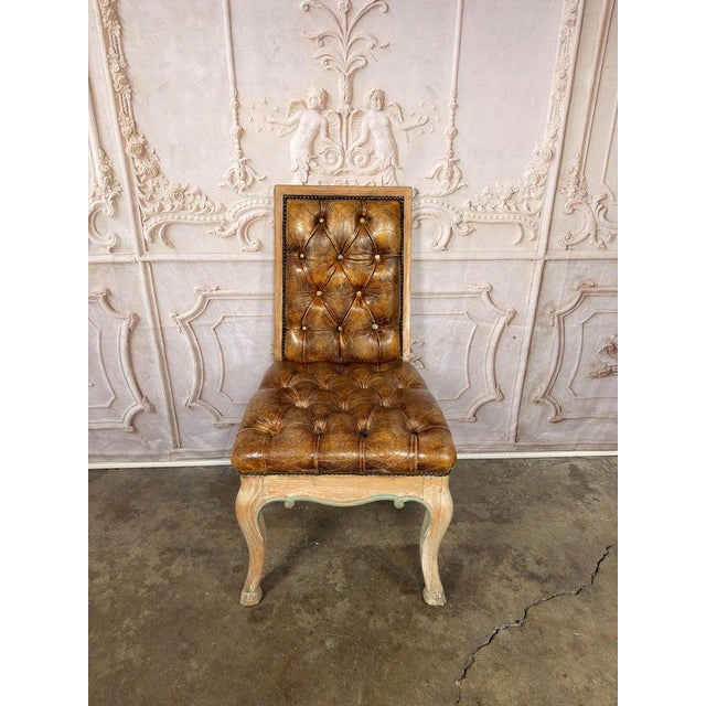 Set of 8 French Louis XV Dining Chairs, Leather Tufted, 1960s For Sale - Image 11 of 18
