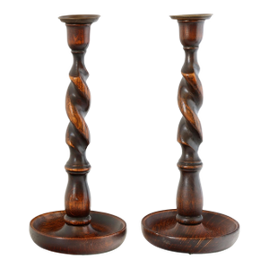 Antique Victoria English Barley Twist Candlesticks