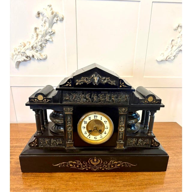 Large Antique Victorian Marble Mantel Clock from Philippes, 1860 For Sale - Image 15 of 15
