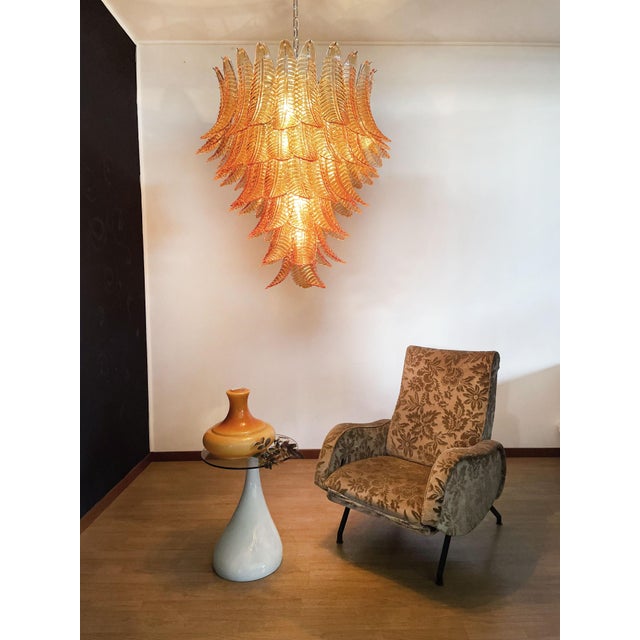 Mid-Century Modern Large Italian Amber Murano Glass Felci Chandelier, 1990 For Sale - Image 3 of 18