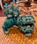 Vintage Turquoise Porcelain Foo Dog Statues - A Pair For Sale - Image 4 of 4