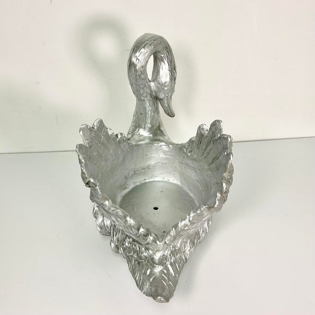 Vintage Hollywood Regency Chippendale Coastal Silver Gilt Swan Centerpiece or Planter. For Sale - Image 13 of 18