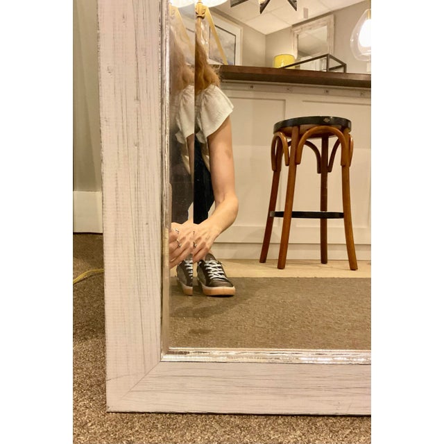 Contemporary Organic Modern White Washed and Silver Floor Mirror For Sale - Image 3 of 4