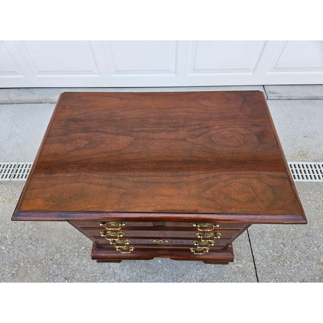 Brown Cherry Chippendale Four Drawer Nightstand Chest of Drawers For Sale - Image 8 of 11