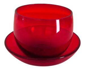 Carder Steuben Selenium Ruby Roly Poly Glass & Underplate - 2 Pieces