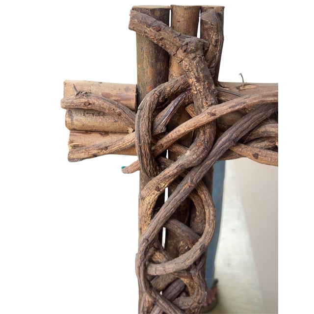 Rustic Vintage Rustic Woven Branch & Twig Wall Mirror For Sale - Image 3 of 11