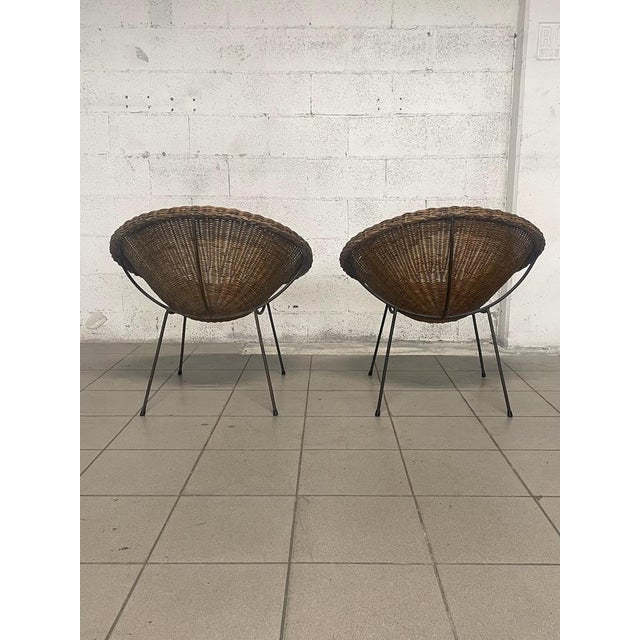 Set of Armchairs with Wicker Seat, 1950s For Sale - Image 6 of 18