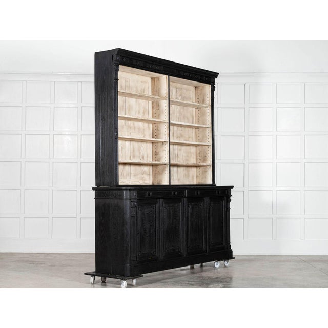 Late 19th Century Large English Bookcase in Bleached Carved Oak, 1890 For Sale - Image 5 of 18