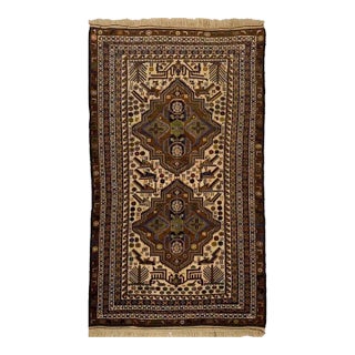 1980s Handwoven Old Afghani Area Rug 4x7 For Sale