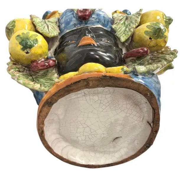 Vintage Italian Caltagirone Moor's Head Planter For Sale - Image 10 of 11