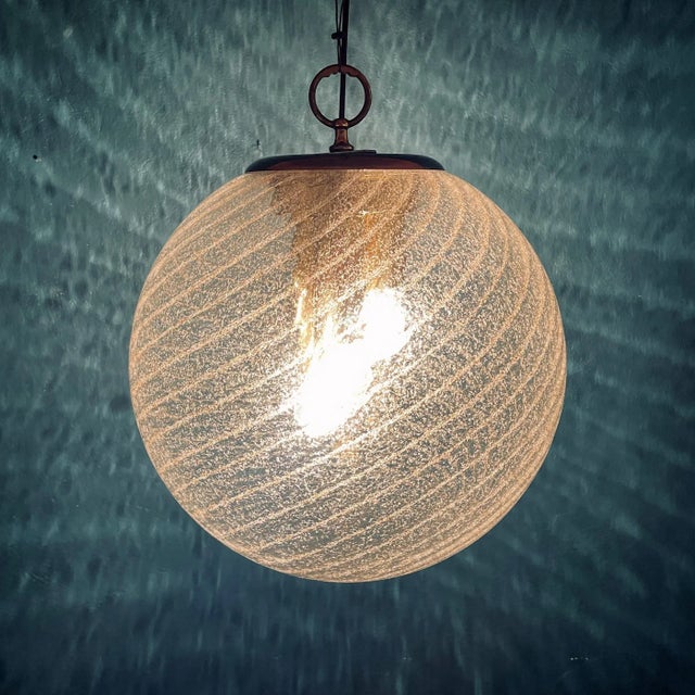 Large Vintage Swirled Murano Glass Pendant Lamp from La Murrina, Italy, 1970s For Sale - Image 6 of 14