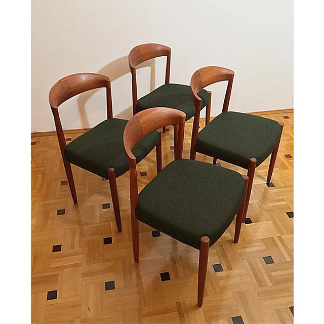 Forest Green Teak Dining Chairs by Knud Andersen for JCA Jensen, Set of 4 For Sale - Image 8 of 11