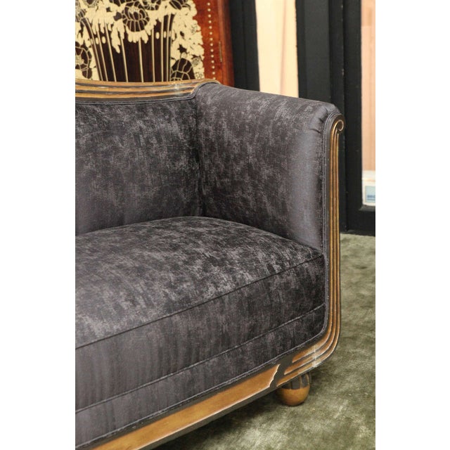 1940s 1940s Vintage Carved Art Deco Small Sofa For Sale - Image 5 of 10