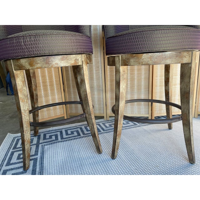 Swaim Contemporary Hollywood Regency Bar Stools by Swaim Design- a Pair For Sale - Image 4 of 13