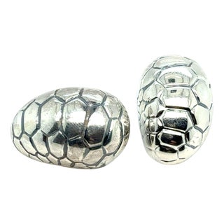 1990s Pair of Tiffany & Co Estate Alligator Clip on Earrings Sterling Silver For Sale