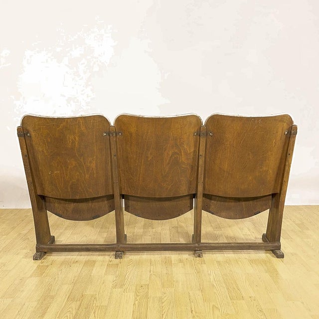 Three-Seat Cinema Bench in Wood and Poplar Plywood, 1950s For Sale - Image 12 of 18