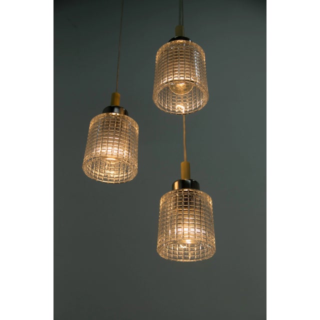 Mid-Century Adjustable Glass Chandelier attributed to Pokrok Zilina, 1970s For Sale - Image 3 of 10