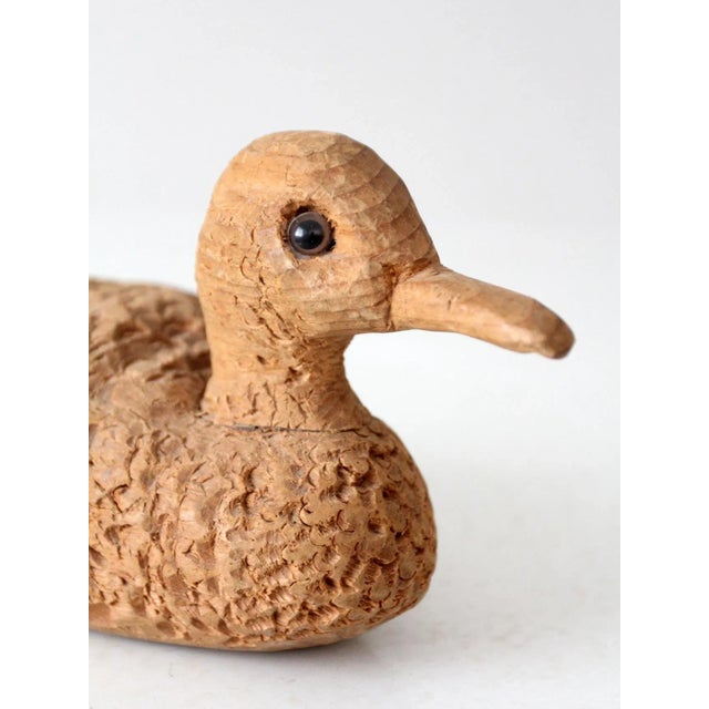 Mid 20th Century Vintage Hand-Carved Wooden Duck For Sale - Image 5 of 11