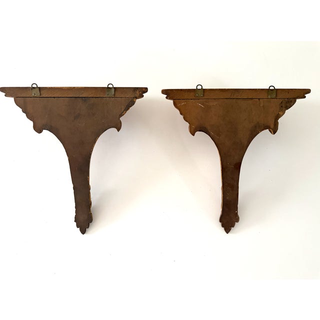 Hollywood Regency Gilt Shelf Brackets, a Pair For Sale - Image 11 of 11