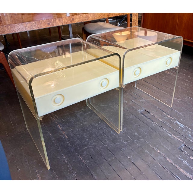 1970s Unique Pair of Lucite Nightstands For Sale - Image 11 of 16