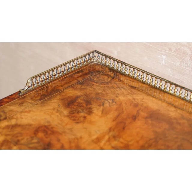 Burr Walnut Bookcase with Brass Gallery For Sale - Image 6 of 18