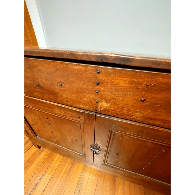 Antique French Provincial Rustic Pine & Fruitwood Lift-Top Buffet Sideboard For Sale In New York - Image 6 of 11