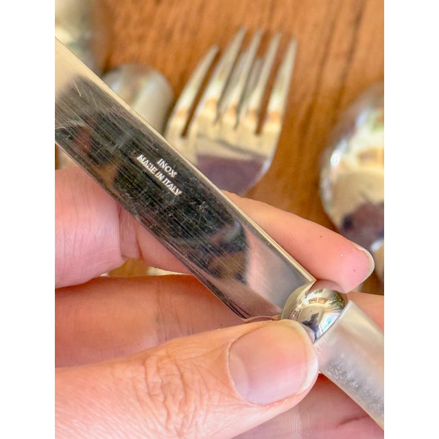 Vintage Italian Faux Mother of Pearl Bamboo Flatware For Sale - Image 9 of 9