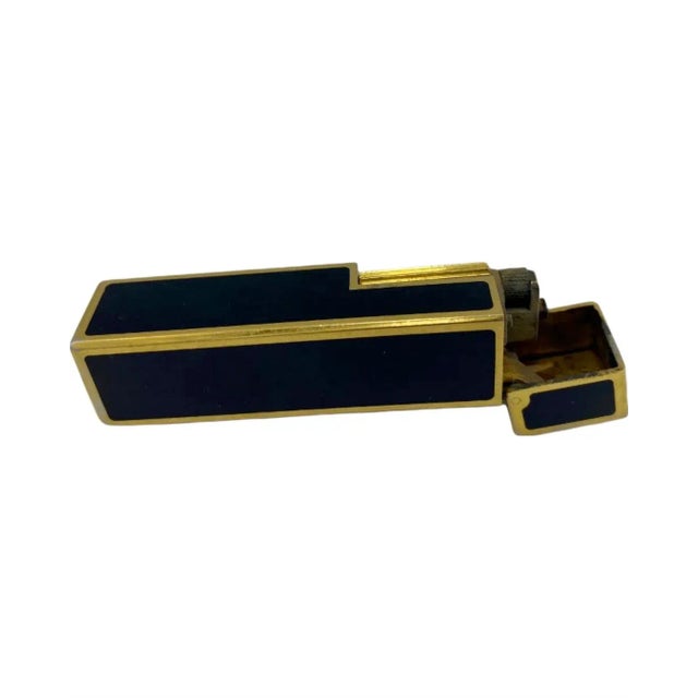Metal Vintage 21 Club Nyc Restaurant Black Gold Cigarette Lighter For Sale - Image 7 of 13