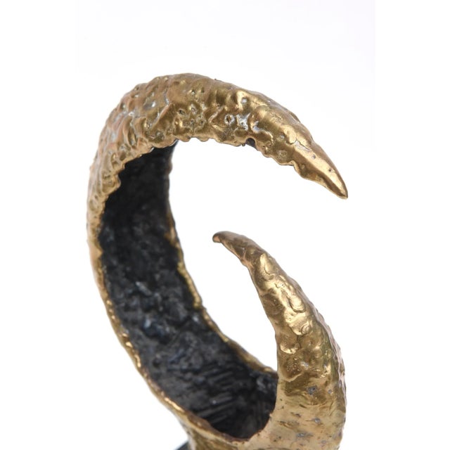 Metal Vintager Molten Bronze and Green Variegated Marble Abstract Sculpture Signed by Gerber 1973 For Sale - Image 7 of 9