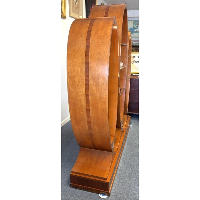 Vintage Art Deco Style Fan & Feather Shaped Three Section Lighted Display Cabinet For Sale - Image 9 of 18