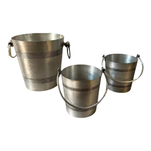 1930s Art Deco Aluminum French Wine Cooler and Two Ice Bucket by Reneka