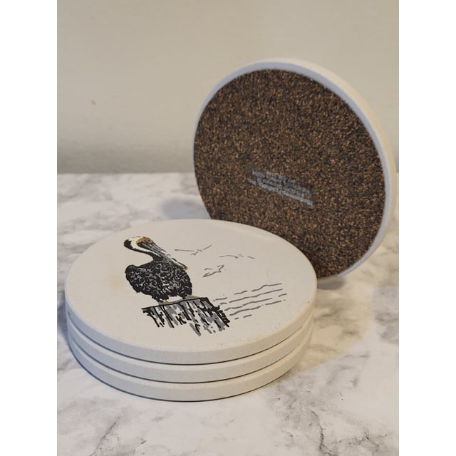 Ecru 1970s Stone Coasters Pelican with box - Set of 4 For Sale - Image 8 of 12