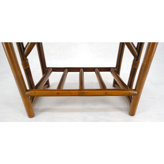 Mid 20th Century Bamboo Rattan Side End Table Mid Century Modern c1970s White Laminate Top MINT For Sale - Image 5 of 16