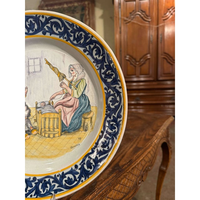 Early 20th Century French Hand Painted Faience Hb Quimper Platter For Sale In Dallas - Image 6 of 8