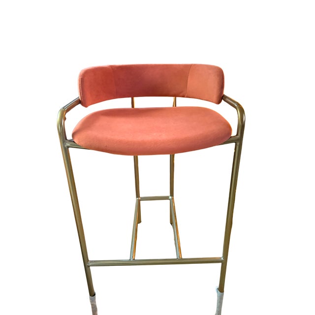 Lenox Bar Stool, Performance Velvet, Burnt Umber, Blackened Brass. Brand New. I purchased these for a restaurant and we...