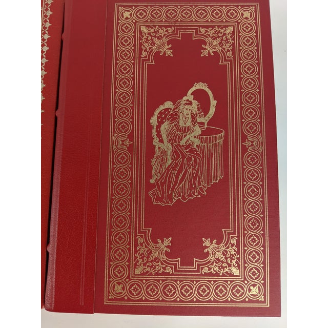 Textile Set of 4 Red & Burgundy Gold Gilt Decorative Books, Dickens & Ellery Queen For Sale - Image 7 of 16