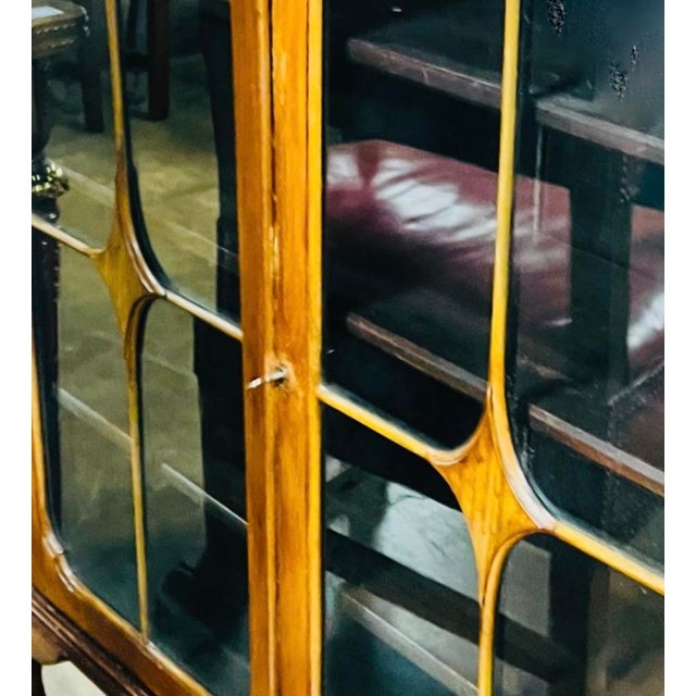 Vintage Art Deco Bookcase With Mullioned Doors and Adjustable Shelves For Sale - Image 4 of 5