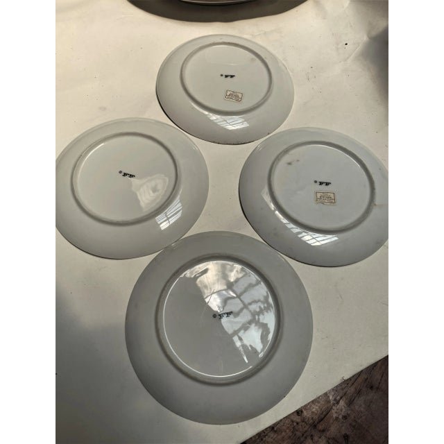 White Vintage Fritz & Floyd Black & White Herb Plates- Set of 4 For Sale - Image 8 of 9