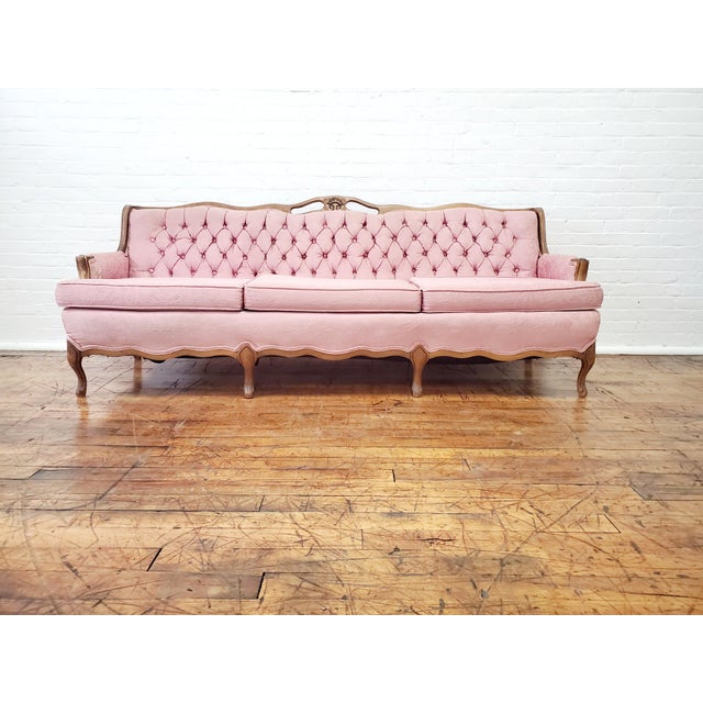 Vintage Victorian French Provincial Light Pink Brocade Sofa Chairish