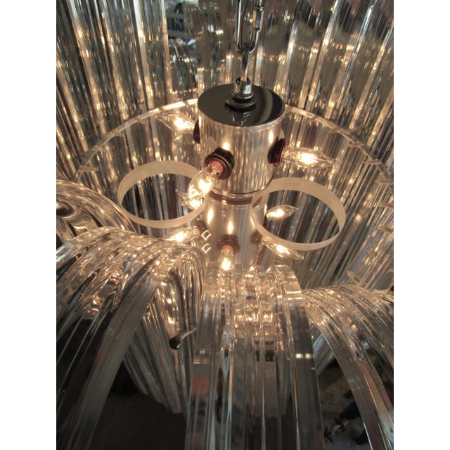 1970s Large 50 Inch Tall Mid-Century Modern Lucite and Chrome Waterfall U-Shaped Chandelier For Sale - Image 14 of 15