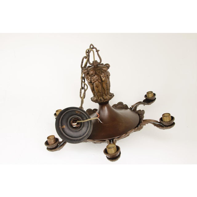 1920s Antique Early Art Deco and Neoclassical Putti Chandelier, Germany, 1920s For Sale - Image 5 of 18