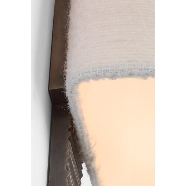 Anne-Marie Barton for Visual Comfort Signature Fumar 23" Tail Sconce in Ridged Graphite with Bouclé Shade For Sale - Image 11 of 14