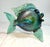 Vintage Hand Blown David Tate Studio Glass Iridescent Green Gold Fish Sculpture For Sale - Image 4 of 15
