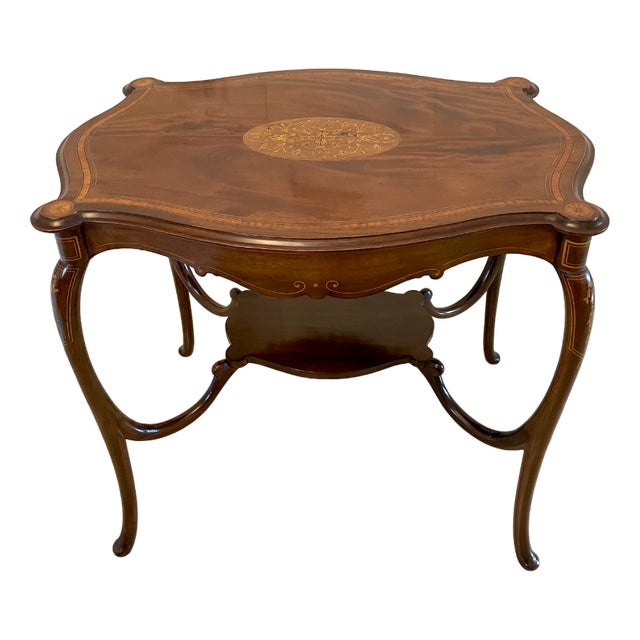 Victorian Mahogany Inlaid Shaped Centre Table, 1880s For Sale