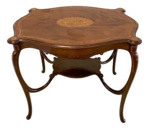 Victorian Mahogany Inlaid Shaped Centre Table, 1880s