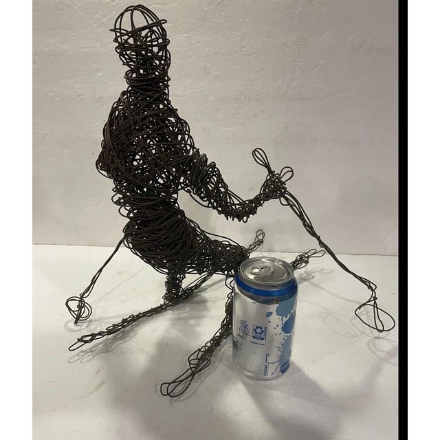 Abstract Vintage Mid-Century Wire Skier Sculpture — Brutalist Ski Lodge Decor Figure For Sale - Image 3 of 7