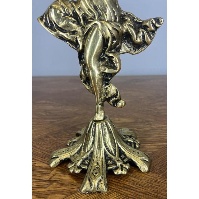Vintage French Brass Candleholders, Set of 2 For Sale - Image 4 of 8