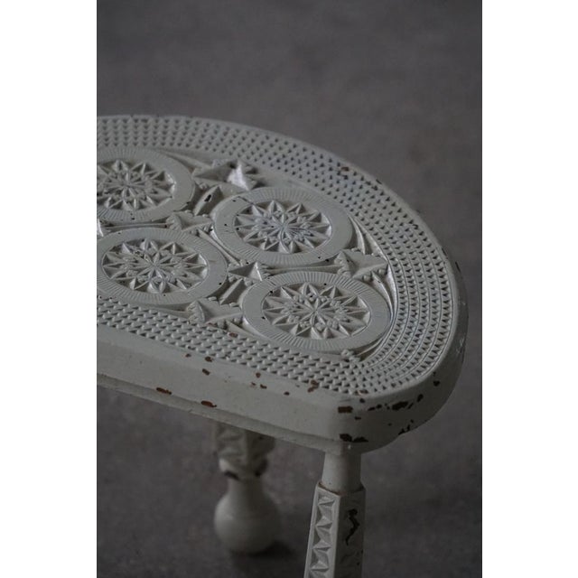 1920s Danish Wooden Tripod Stool with Carved Details, 1930s For Sale - Image 5 of 11
